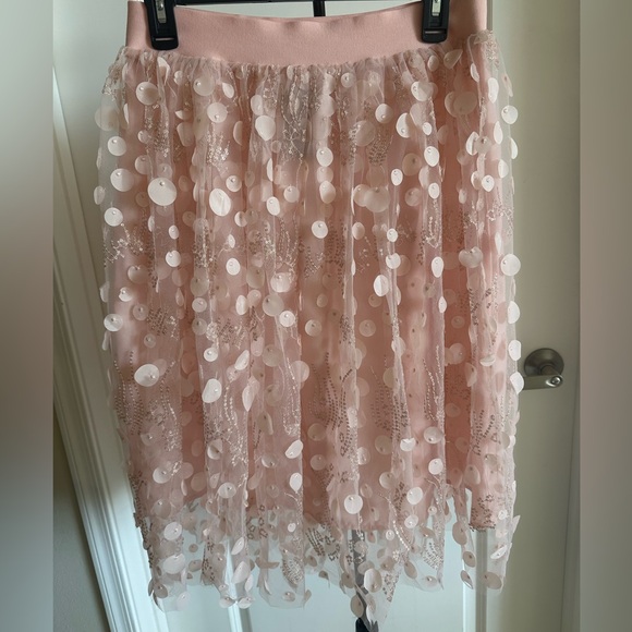 Charlie Paige Blush Sequin Skirt - Picture 9 of 14